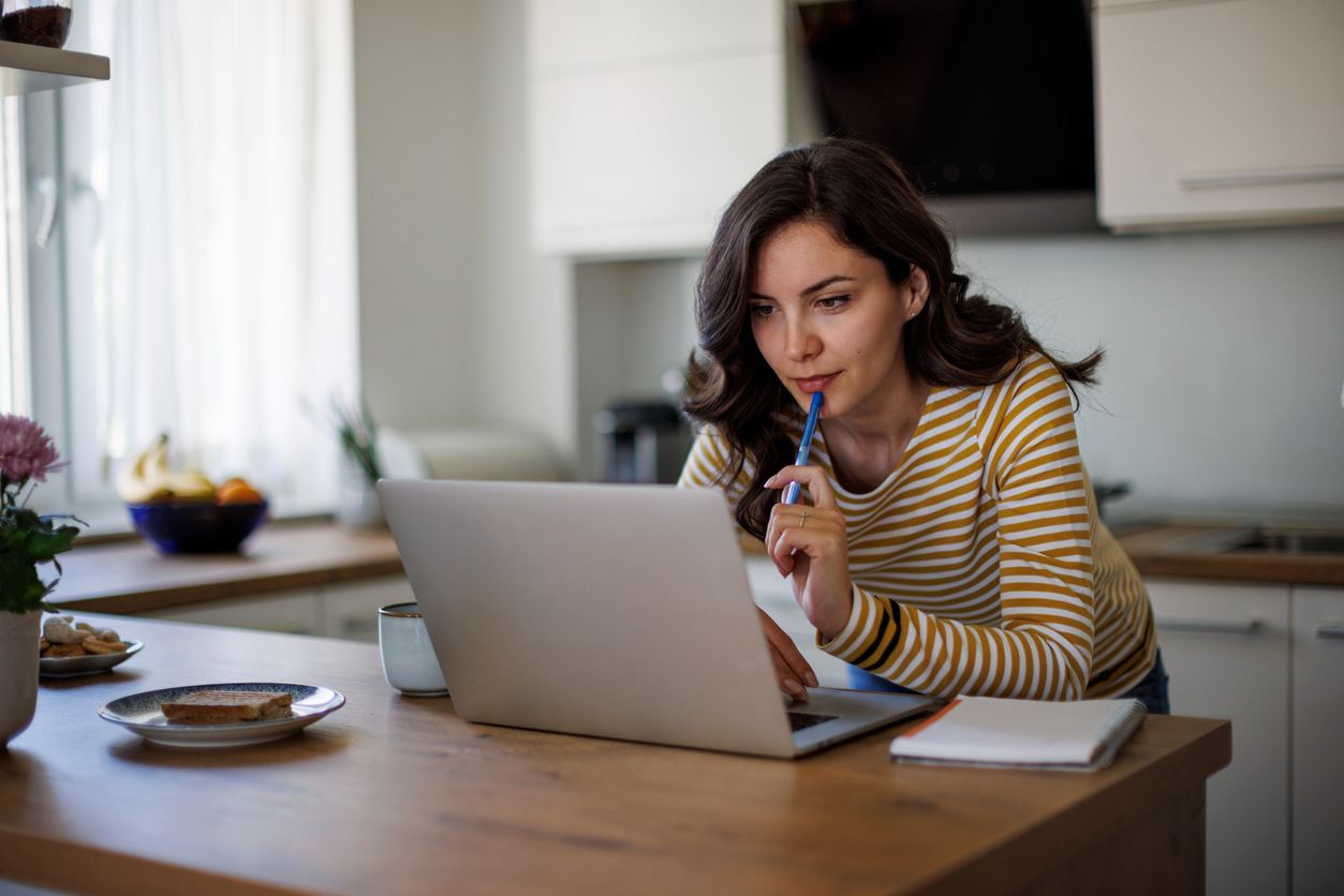 woman researching diffrent options