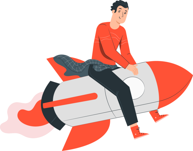 image of man riding a rocket