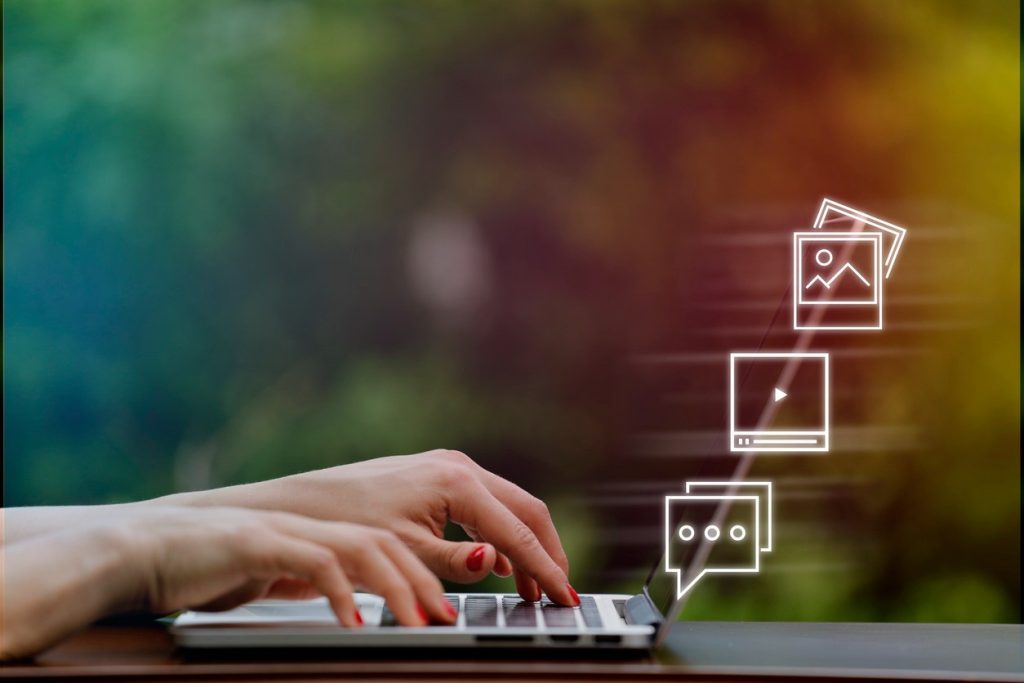 woman working on marketing on a computer