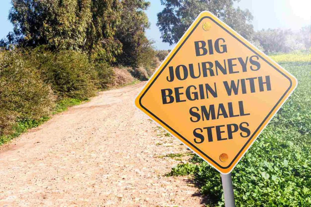A sign indicating the start of a journey