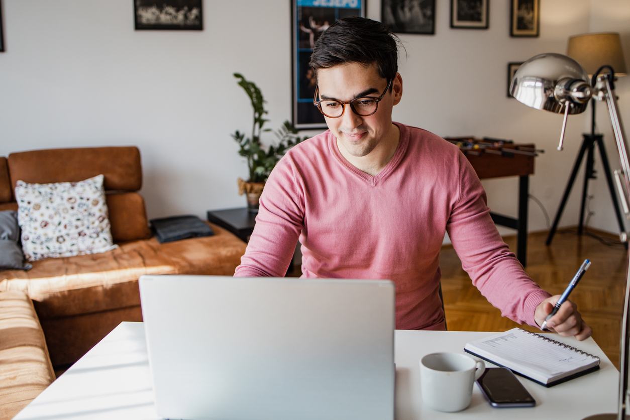 Man learning on a computer